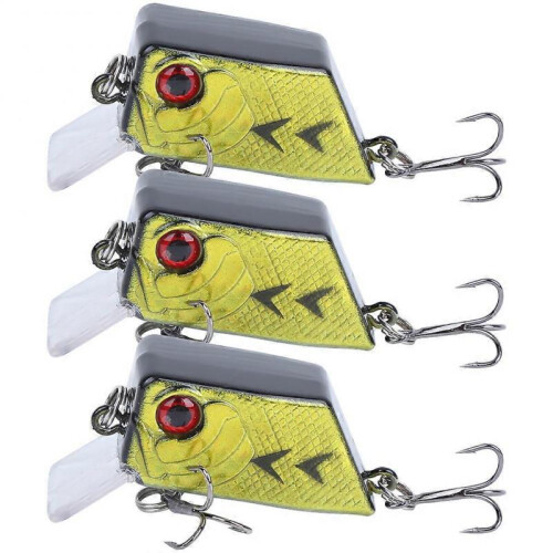 3pcs Cube Mini Bait Artificial Fish Lure Fishing Tackle Tool with Sharp Hooks3#