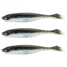 3pcs Fishing T Tail Baits Artificial Fishing Lures Lifelike Soft Paddle Tail Bait 105mm 9.2gGold Green Black