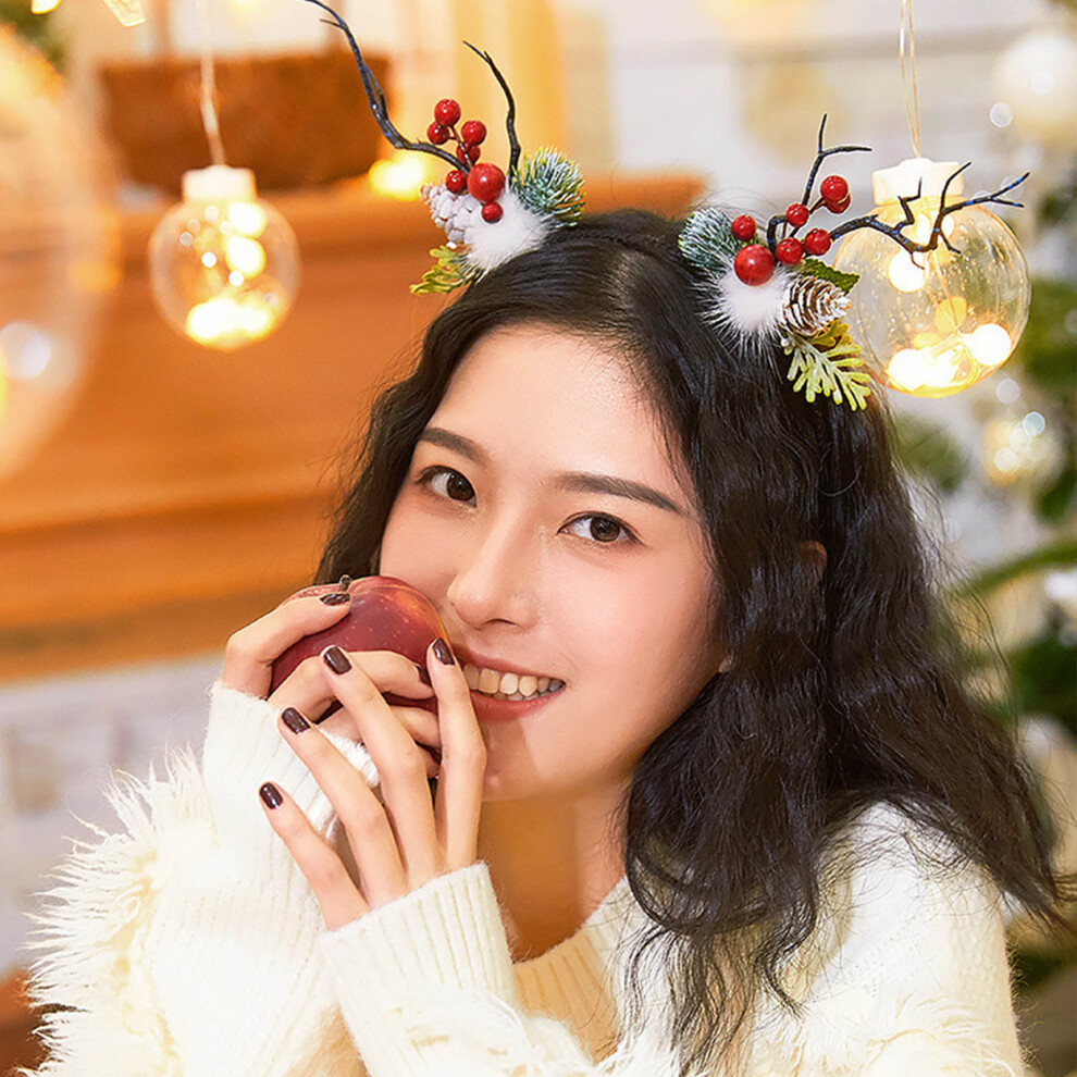 Reindeer Hair Pins, 2 Pairs Fairy Christmas Antlers Hair Clips for Festival Party