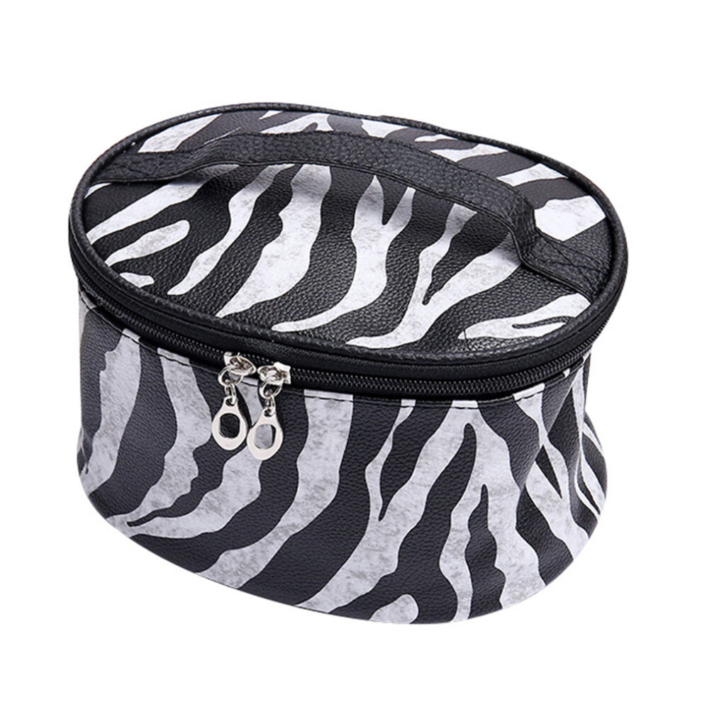 Totority Zebra Pattern Zipper Makeup Pouch Portable Toiletry Storage Bag