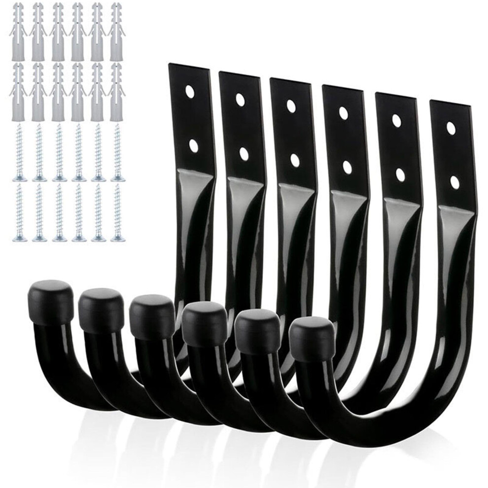 Garage Wall Hooks 6 Pack, Wall Mount Heavy Duty J Hooks, Utility Ladder Hooks, Wall Mounted Garage Hanger Brackets 9354506846169