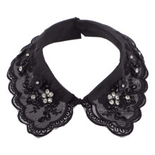 Colletto Falso Nero Vintage Decorativo in Chiffon Con