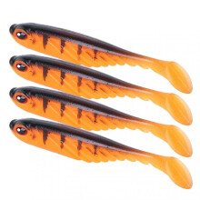 4PCS AR48 75mm/3.2g Fishing Soft T Tail Bait Artificial Lifelike Simulation Lure Accessory # 14 Lopard Orange
