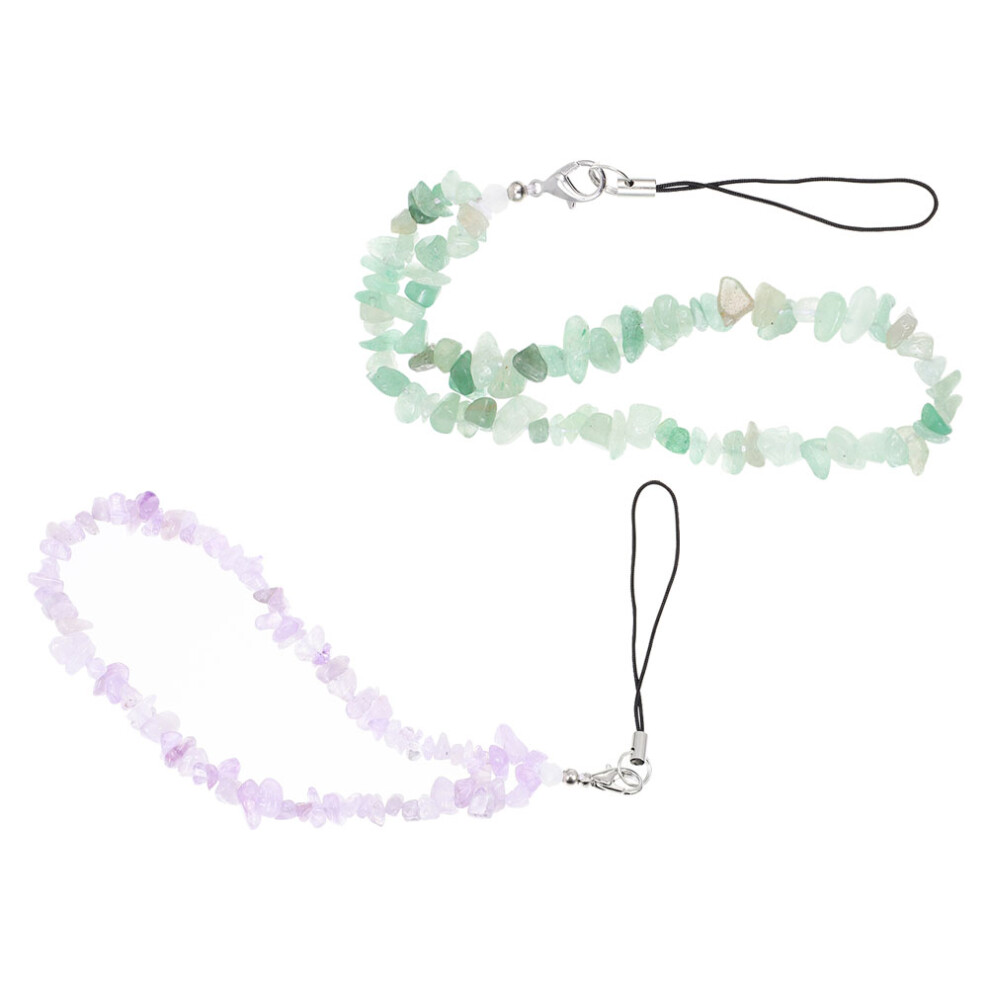 2Pcs Anti-Lost Crystal Phone Lanyard Lightweight Decorative Wrist Rope 3243850759941