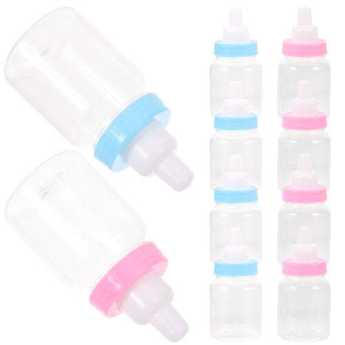 12pcs transparent mini feeding bottles with cartoon for