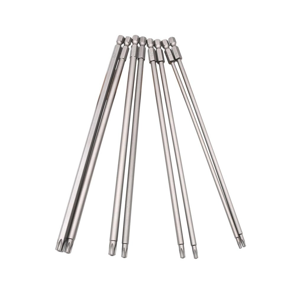8Pcs Torx Head Screwdriver Bit Set, 200Mm Magnetic Star Bits, T8-T40, 1/4 Inch Hex Shank, S2 Steel Security Torx Bits 9393856870004