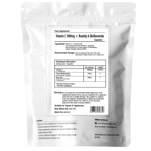 Vitamin C+ 1000mg + Rosehip Bioflavonoids Immune Support Capsule 30 1