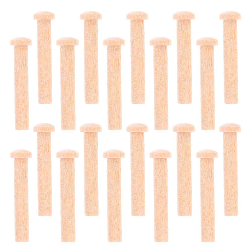 20 Pcs Solid Wood Small Dowels Child 3.30x0.80x0.80cm Beige