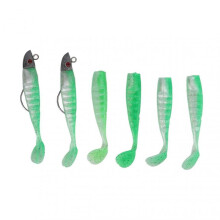 6Pcs Fishing Bait Soft Premium Durable Silicone Eco Friendly 3D Eyes Lifelike Motion Fishing LuresBean Green