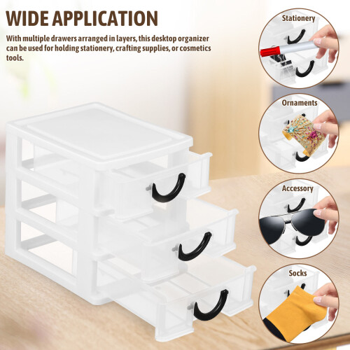 Small Plastic Storage Drawers Office Organizer Compact 1set 2