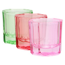 3pcs Glass Dappen Dish Octagonal Nail Art Cup for Acrylic Nails