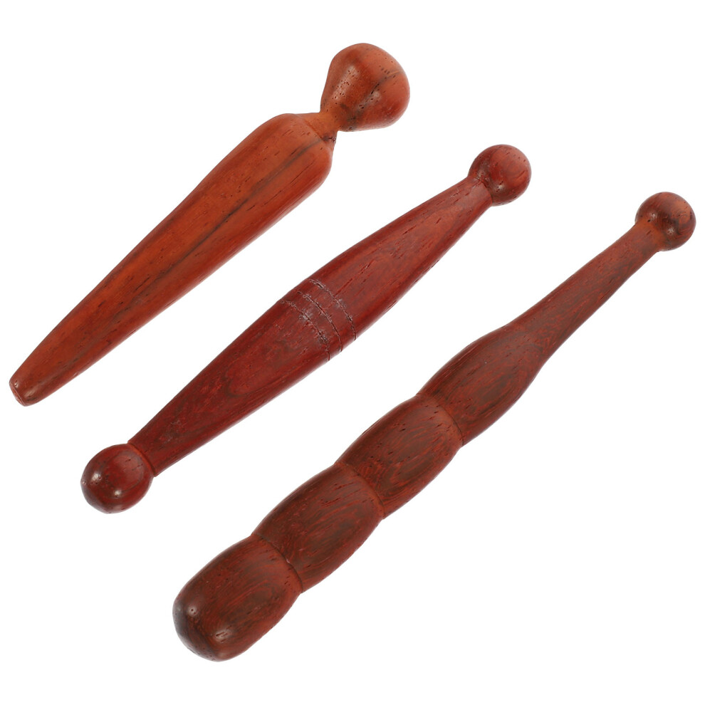 Artibetter Brown 3Pcs Natural Wood Foot Massage Sticks Acupoint Reflexology Tool