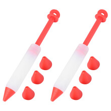2Sets Food-Grade Silicone Cake Cream Pens Red Dessert Decorating Tools