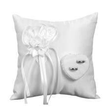 White Ring Pillow Bride Bridegroom Wedding Cushion Embroided Bearer