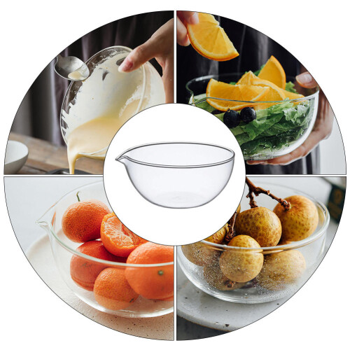 glass bowl set 2pcs transparent for fruit salad dessert tableware 2