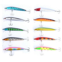 10pcs Colorful Fishing Lures 95mm Crankbaits Sharp Hooks Baits Tackle Fishing Accessories