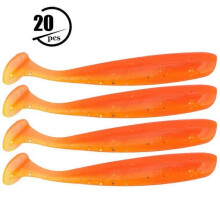 20PCS 7.5cm Soft Plastic Fishing Lures t tail Grub Worm Baits Fish Tackle Accessory(Orange)
