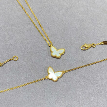 (White mother-of-pearl golden bracelet) White mother-of-pearl mini butterfly bracelet, women's turquoise, high-end and fashionable, rose gold, versatile collarbone chain