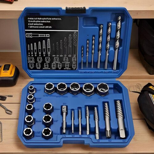 Screw Extractor Set Damaged Bolt Remover Kit For Rusted Screws And Stripped Lug Nuts Drill Bit Set 1