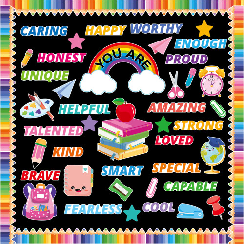 (88pcs) Motivational Classroom Decor Set Bulletin Board Cutouts ...