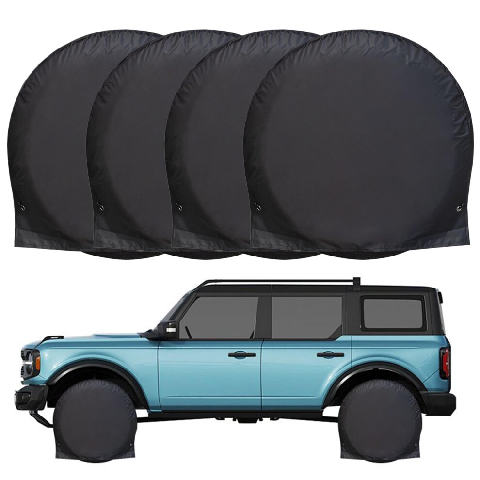Tire Cover 4X Trailer Tire Protection Cover Oxford Fabric For Caravan Truck Rv Roadside Use 27-29 Inches Silver 9084446026689