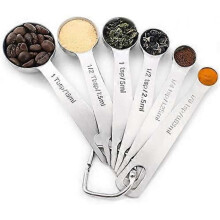 Stainless Steel Measuring Spoons, Set of 6 for Measuring Dry and Liquid Ingredients