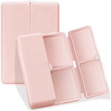7 Compartment Portable Pill Case Travel Pill Organizer, [Folding Design] Pill Case for Vitamins, Cod Liver Oil, Pink