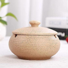 Ashtray with Cover Windproof Ceramic Stand for Home Office Decoration Anti-Slip Ceramic Taichi Black