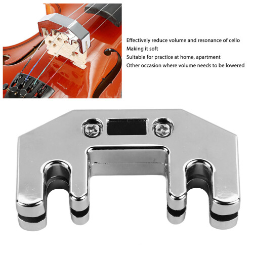Metal Cello Practice Mute Silencer Adjustable for Bow BA36A Silver 2
