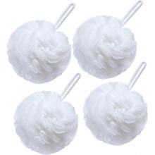 Bath Loofah Large 60g Shower Sponge Body Scrubber Mesh Pouf for Men and Women, Set of 4 (White)