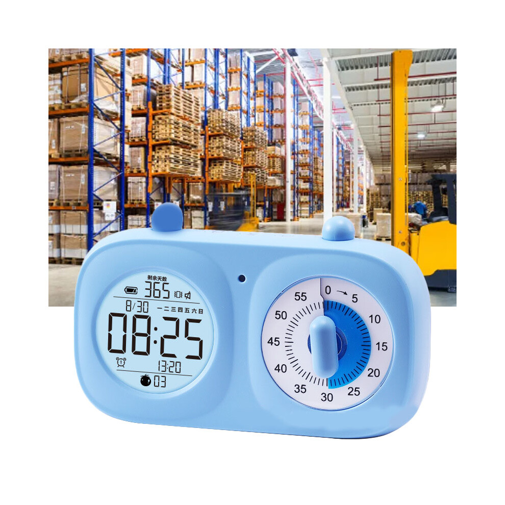 Dual Screen Visual Timer with Alarm, 200mAh Rechargeable Battery, Blue