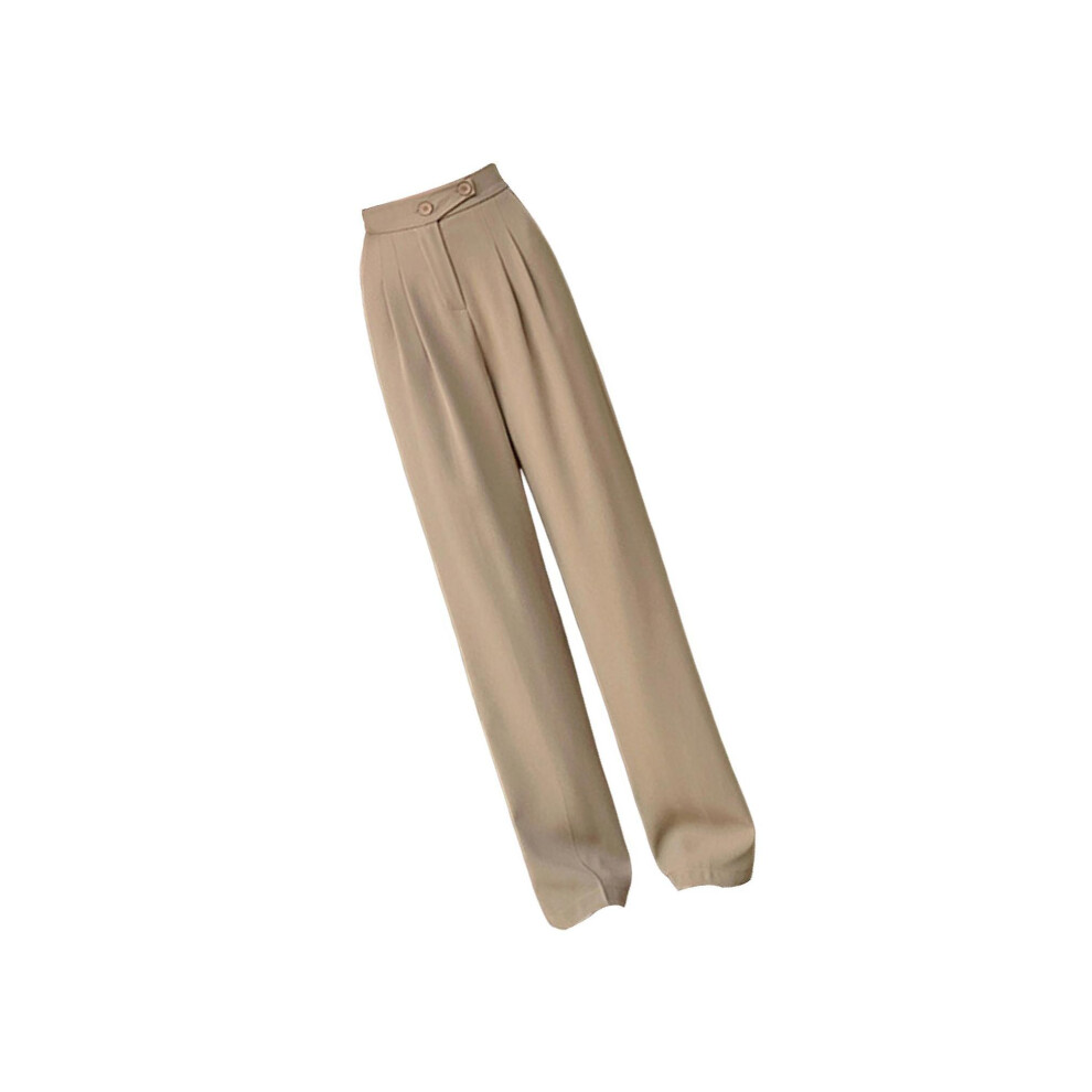 (Khaki, 3XL) Stylish Wide Leg Trousers Straight Leg High Waisted Office Pants for-image-OPC-PKNGRS8-NEW