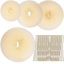 Hair Bun Shaper Set4 Hair Pcs Donut Bun Maker(Extra-large, Large, Medium, Small) with Large Bobby Pins Blonde 20pcs