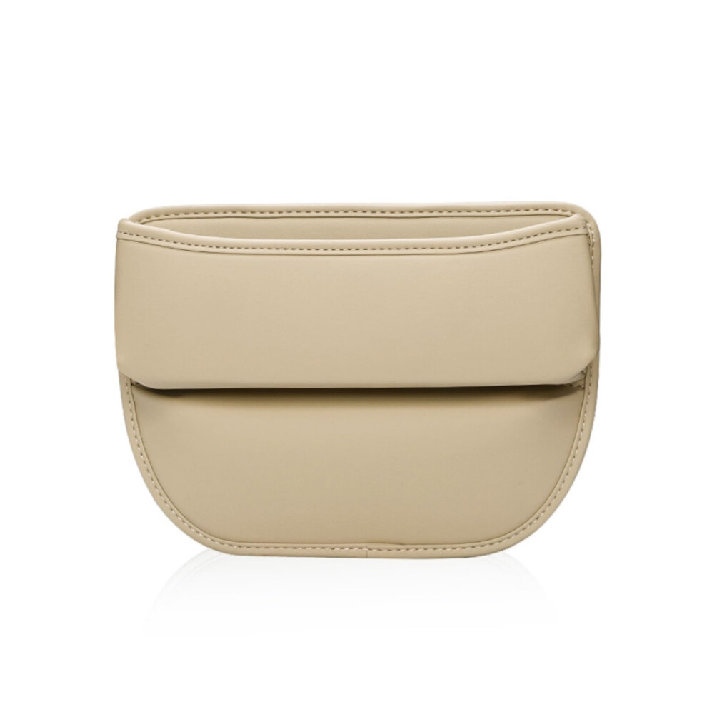 Car Interior Seat Gaps Filler Leather Storage Organizer For Keys, Phone, Wallet, Double Cable Access Beige 9016109000514