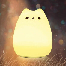 Night Light for Kids, Cat Nursery Night Lights with Battery, 7 Color Table cat Lamp, Room Decor, USB Rechargeable