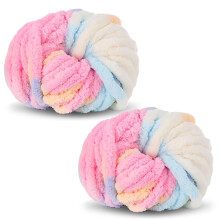 Chenille Yarn Chunky For Crochet Two 250g Skeins Coloured Super Chunky Wool For Hand Knitting
