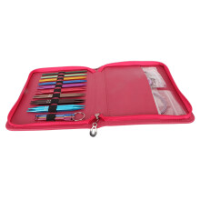 9 Pairs Aluminum Circular Knitting Needles Set with Interchangeable Cables & Crochet Hooks