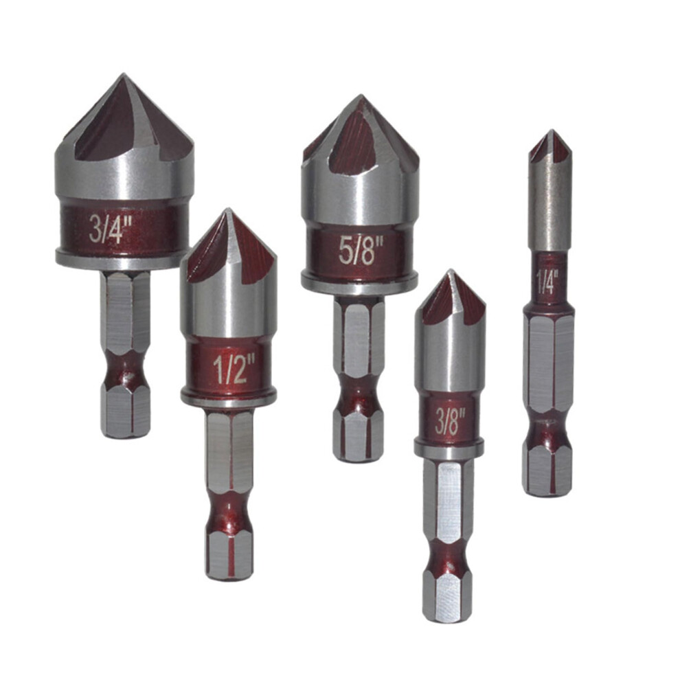 5Pcs Professional Handle Countersink Drill Bit Set For Woodworking Tools Chamfering 5-Piece Wood Countersink Bits 9016109001061