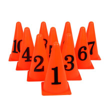 Number Marker Cones 10 Pcs, Yellow, For Rugby Training, Football Practice, Basketball Drills, Outdoor Sports Equipment