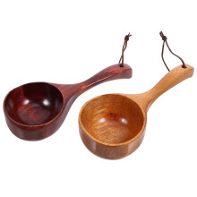 2 pcs wooden soup ladle for cooking and rice serving, portable