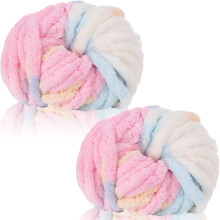 Chunky Yarn 2 Pack, 240G Total, Super Chunky Wool Chenille For Hand Knitting And Crochet, Marshmallow