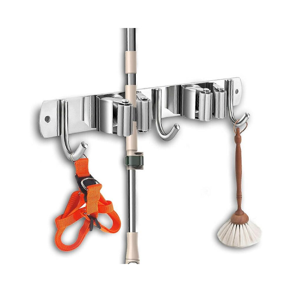 Mop and Broom Holder Wall Mount, Broom Organizer Wall Mount, Stainless Steel Broom Hanger