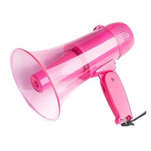 Megaphone Portable USB-Powered Loud Hailer With Built-In Siren Pink 22.5x13.8cm For Sport Bullhorn