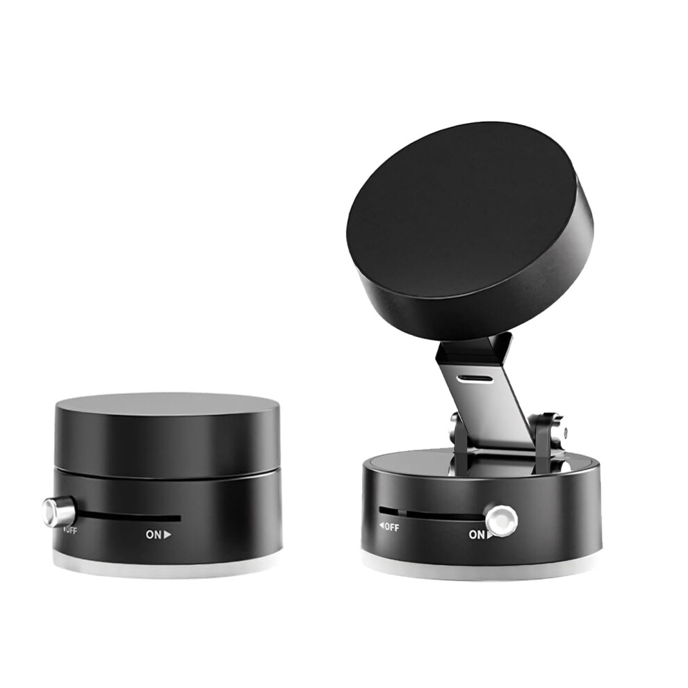 Vacuum Magnetic Suction Cup Folding Swivel Stand-Double-Sided Phone Holder For Gym, Shower, Car, Mirror (Black) Black 9084446029956