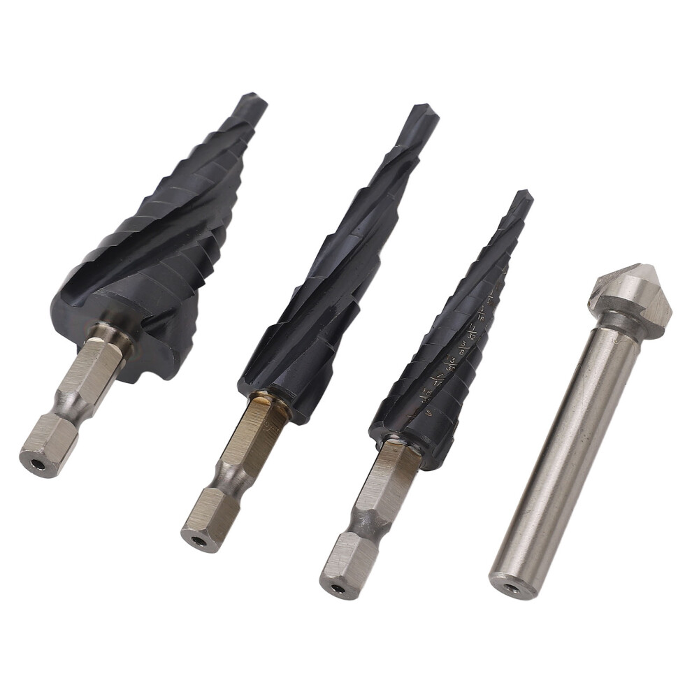 Versatile Step Drill Bit Set 4 Spiral Flute M35 Cobalt 1/4 Inch Shank 4371351288024