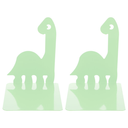 1Paio Porta Libri Dinosauro Metallo Verde Per