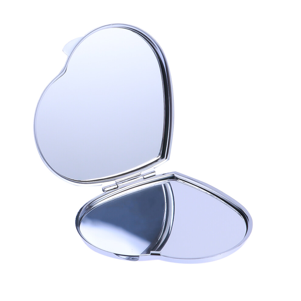 Totority Small Portable -Shaped Makeup Mirror With Metal Housing Folding
