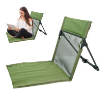 Outdoor Folding Chair Backpacking Chair With Backrest, Portable Breathable Floor Seat, Storage Bag, For RV Patio Green