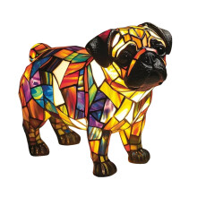 (pug) Dog Lamp Stained Glass Cute Pet LED Table Lamps Fun Gift For Dog Lover