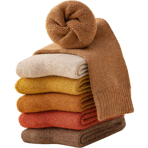 6pcs Thermal Socks  Fleece-lined and Thickened Warm Socks Medium Tube